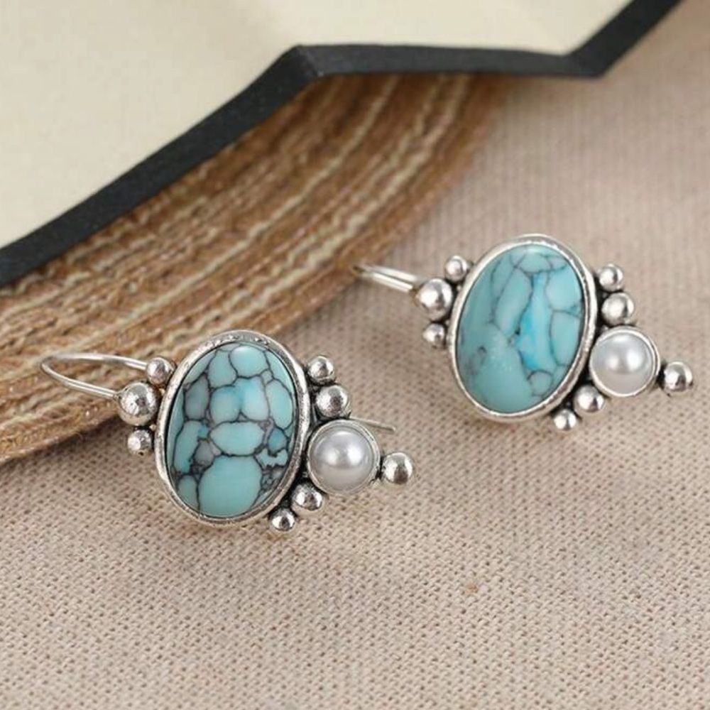 Dazzling blue stone Drop Earrings A1266 - Picture 2 of 6